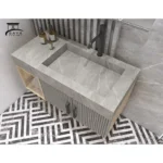 روشویی کابینتی سرامیکی مدرن ترکیب چوب و رنگ طوسی کد 01 - Image 3