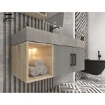 روشویی کابینتی سرامیکی مدرن ترکیب چوب و رنگ طوسی کد 01 - Image 2