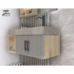 روشویی کابینتی سرامیکی مدرن ترکیب چوب و رنگ طوسی کد 01 - Image 4