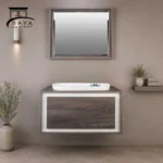 روشویی کابینتی خاکستری دور سفید کد 55