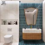 روشویی کابینتی مدرن ترکیب سنگ و چوب کد 19