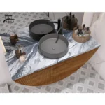 روشویی کابینتی هلال ترکیب چوب و سنگ طبیعی کد 17 - Image 2