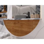 روشویی کابینتی هلال ترکیب چوب و سنگ طبیعی کد 17 - Image 3