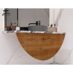 روشویی کابینتی هلال ترکیب چوب و سنگ طبیعی کد 17 - Image 4